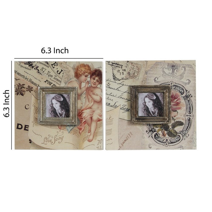 Victorian Style Rustic Square Metal Photo Frames, Set of 2, Bronze