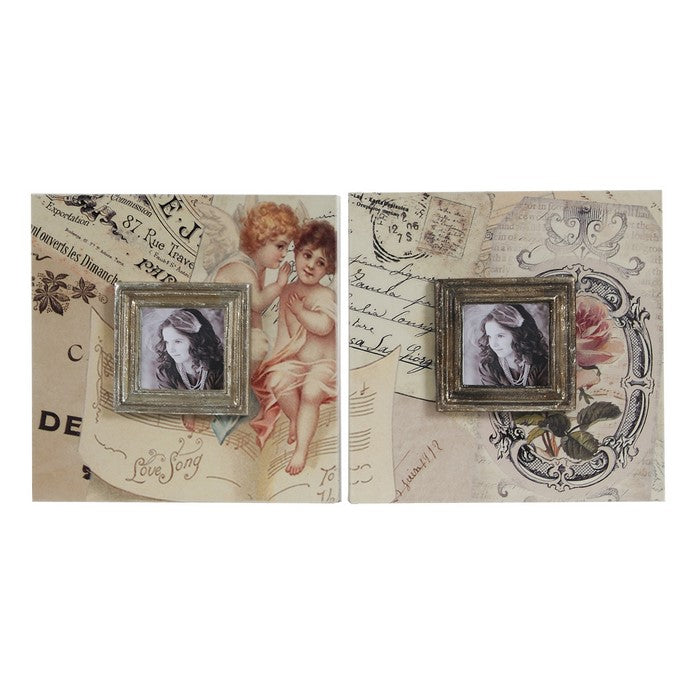 Victorian Style Rustic Square Metal Photo Frames, Set of 2, Bronze