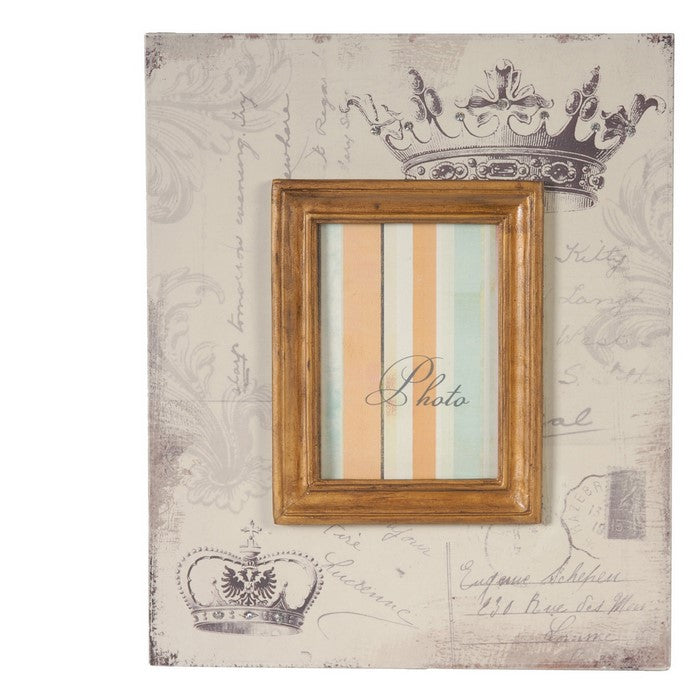 Traditional Style Rectangular Wooden Photo Frames, Set of 2, Brown