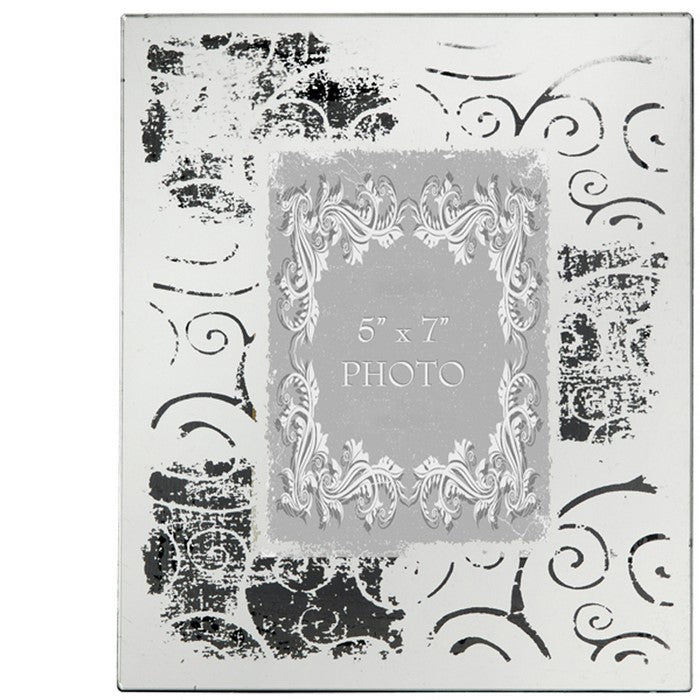 Modern Etched Wooden Photo Frames, Large, Set of 4, Silver