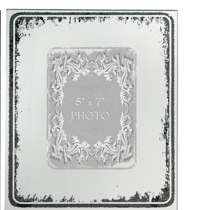 Modern Etched Wooden Photo Frames, Large, Set of 4, Silver