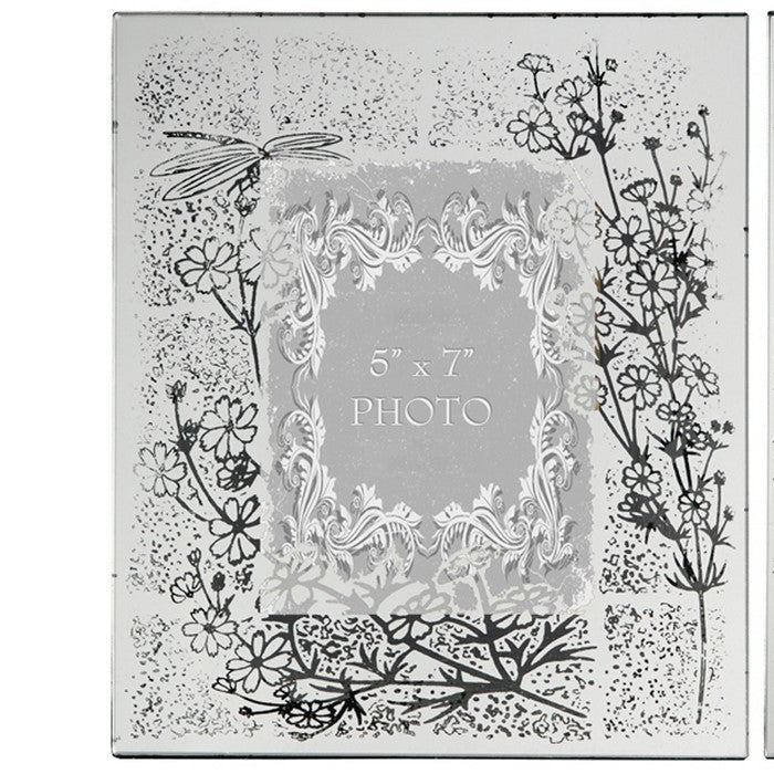 Modern Etched Wooden Photo Frames, Large, Set of 4, Silver