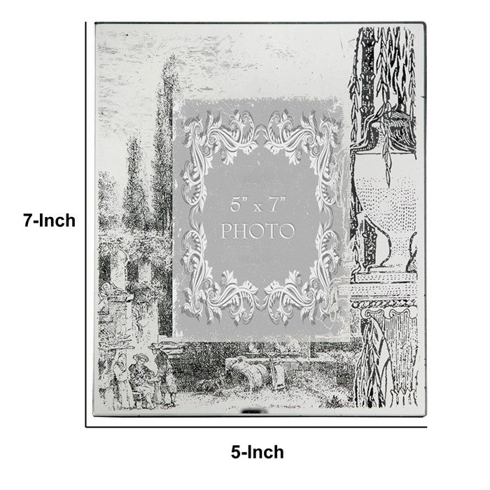 Modern Etched Wooden Photo Frames, Large, Set of 4, Silver