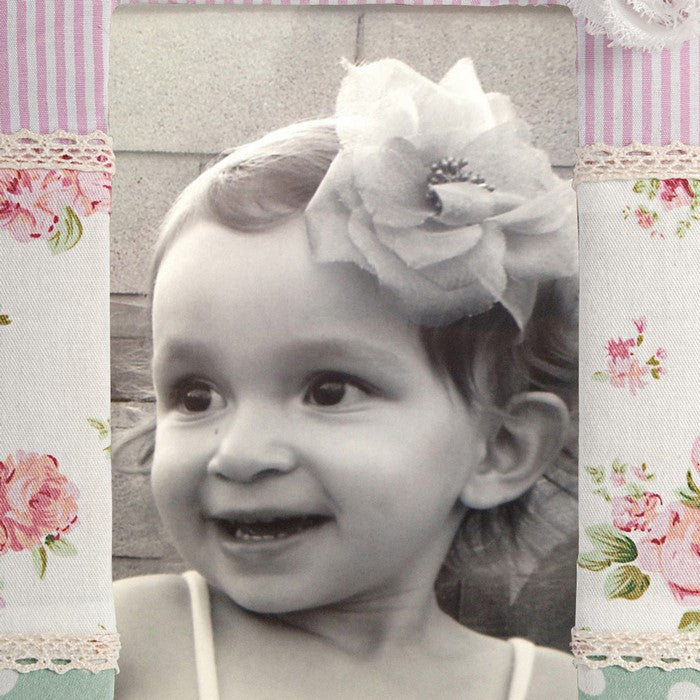 Polka Dot and Stripe Printed Fabric Covered Photo Frame, Multicolor