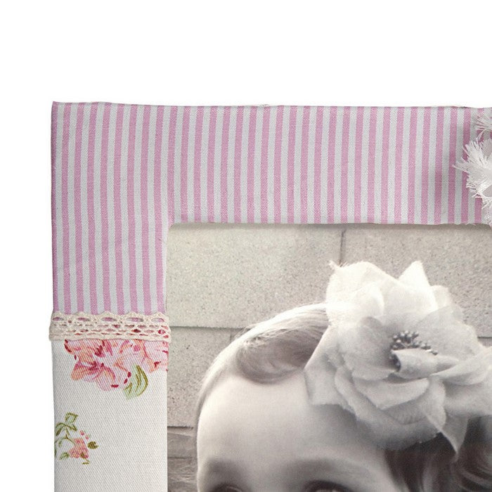 Polka Dot and Stripe Printed Fabric Covered Photo Frame, Multicolor