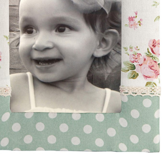 Polka Dot and Stripe Printed Fabric Covered Photo Frame, Multicolor