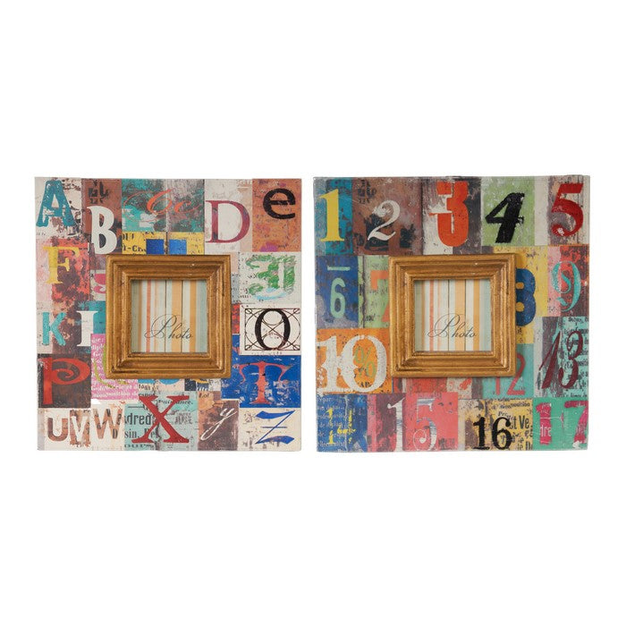 Traditional Style Square Wooden Photo Frames, Large, Set of 2, Brown
