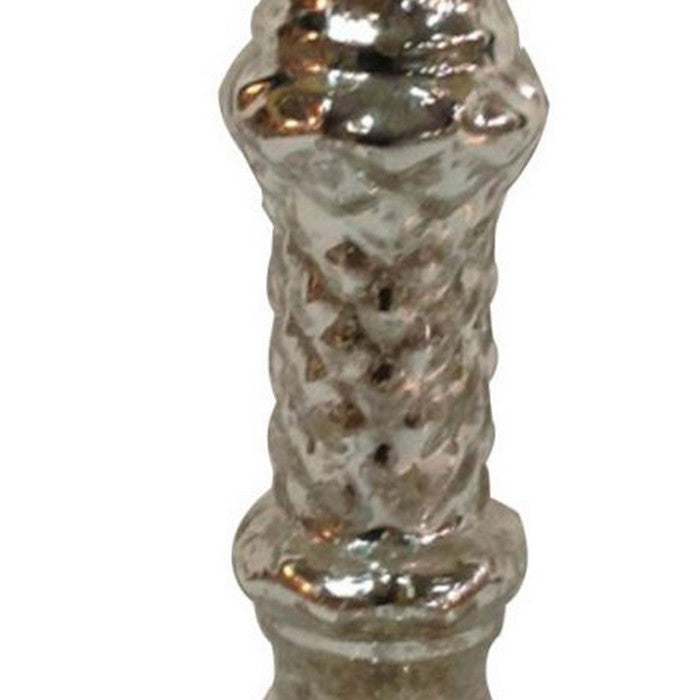 Pedestal Design Metal and Glass Candle Holder with Dimpled pattern, Gold