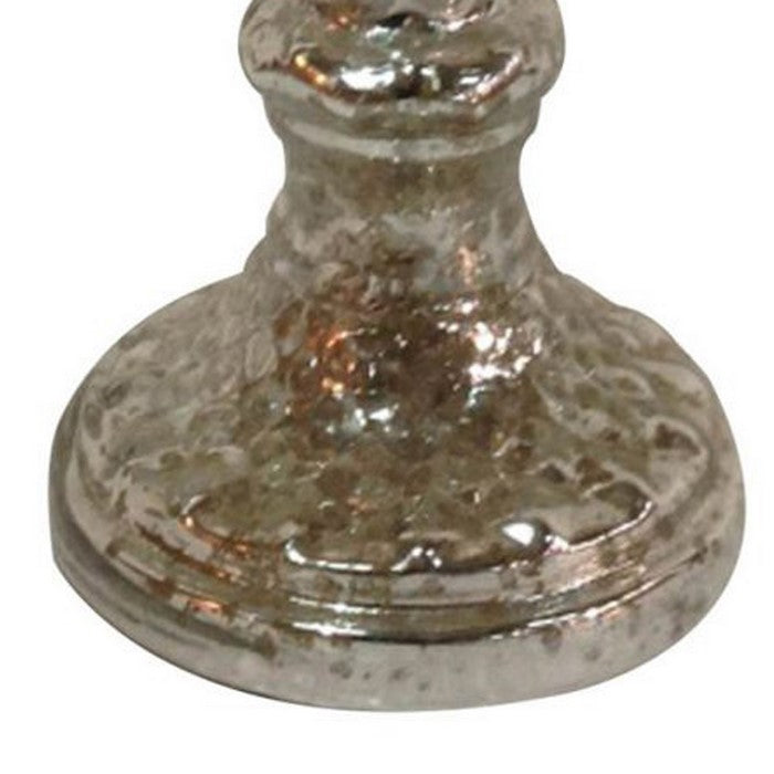 Pedestal Design Metal and Glass Candle Holder with Dimpled pattern, Gold