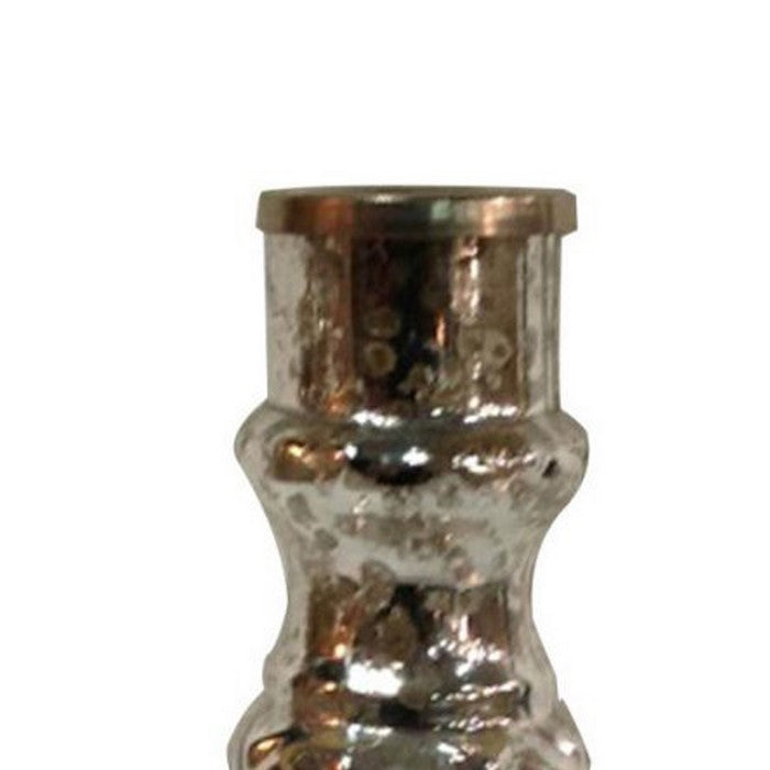 Pedestal Design Metal and Glass Candle Holder with Dimpled pattern, Gold