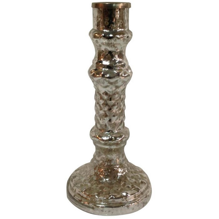Pedestal Design Metal and Glass Candle Holder with Dimpled pattern, Gold