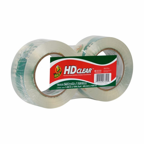 Duck HD Clear Heavy Duty Packaging Tape Refill, 2 Rolls, 1.88 Inch x 109.3 Yard, (299010)