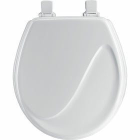 Mayfair Wave Sculptured Molded Wood Toilet Seat Featuring Easy Clean & Change Hinges and STA-TITE Seat Fastening System, Round, White, 24ECA 000