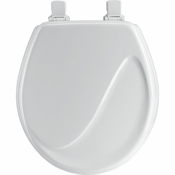 Mayfair Wave Sculptured Molded Wood Toilet Seat Featuring Easy Clean & Change Hinges and STA-TITE Seat Fastening System, Round, White, 24ECA 000