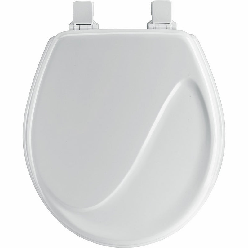 Mayfair Wave Sculptured Molded Wood Toilet Seat Featuring Easy Clean & Change Hinges and STA-TITE Seat Fastening System, Round, White, 24ECA 000