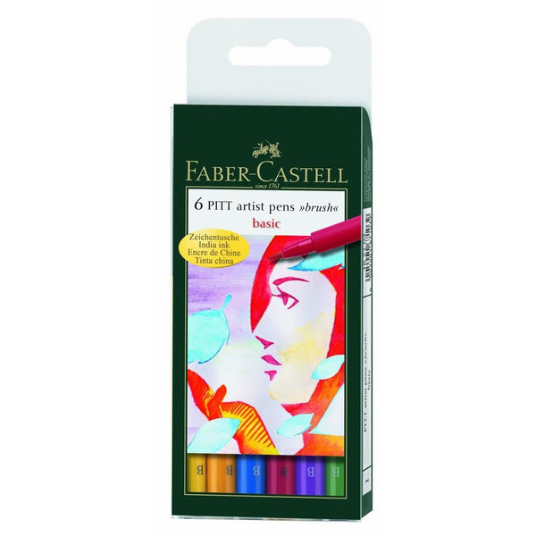 Faber-Castel PITT Artist Brush Pens, Basic, 6-Pack