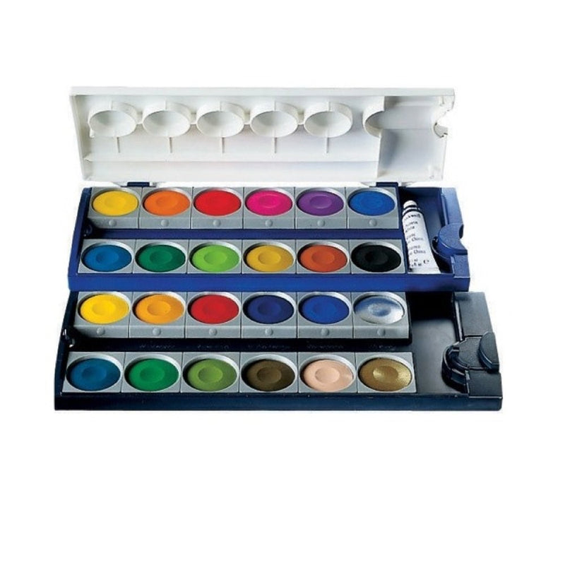 Pelikan Opaque Watercolor Paint Set, 24 Colors Plus Chinese White Tube (720862)