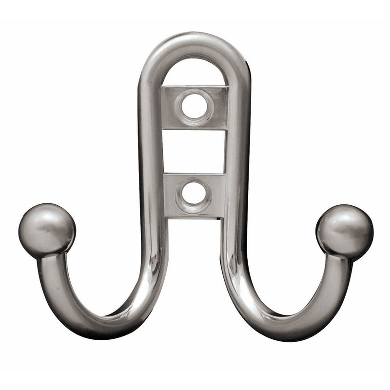Liberty Hardware B46115Z-SN-C Double Prong Robe Hook with Ball End, Satin Nickel