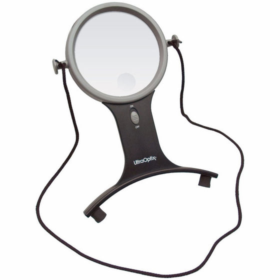 UltraOptix Lighted Hands Free Magnifier 2 5x with 6x Bifocal