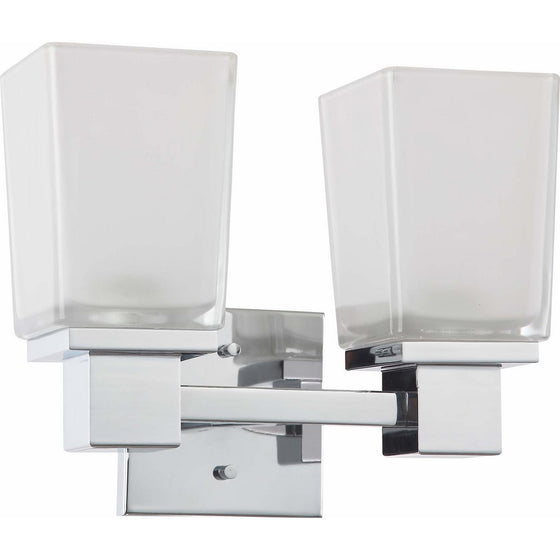 Nuvo Lighting 60/4002 Two Light Parker Vanity with Sandstone Etched Glass, CUL Damp Location, Polished Chrome