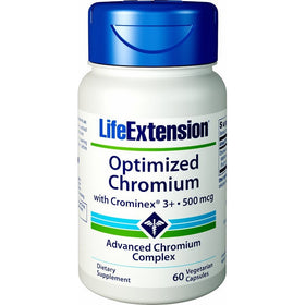 Life Extension Optimized Chromium with Crominex 3, 500 mcg,60 Vegetarian Capsules