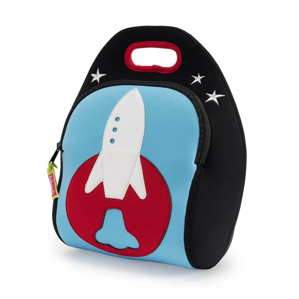 Dabbawalla Bags Out of this World Rocket Kids' Insulated Washable & Eco-Friendly Lunch Bag Tote Black/Blue