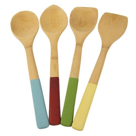 Architec Bamboo Kitchen Tools with Color Handles, Set of 4, Light