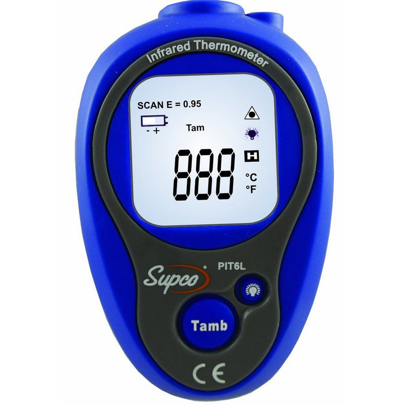 Supco PIT6L Mini Infrared Thermometer, -20 to 270 Degrees C, -4 to 518 Degrees F, Accuracy of or - 1% of Reading Plus 3 Degrees C