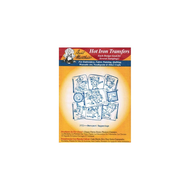 Barnyard Happenings Aunt Martha's Hot Iron Embroidery Transfer