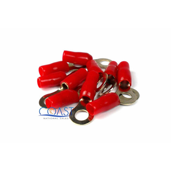 Xscorpion Rt8r Gold Plated Ring Terminals With 5 / 16 Hole 8 Ga Red