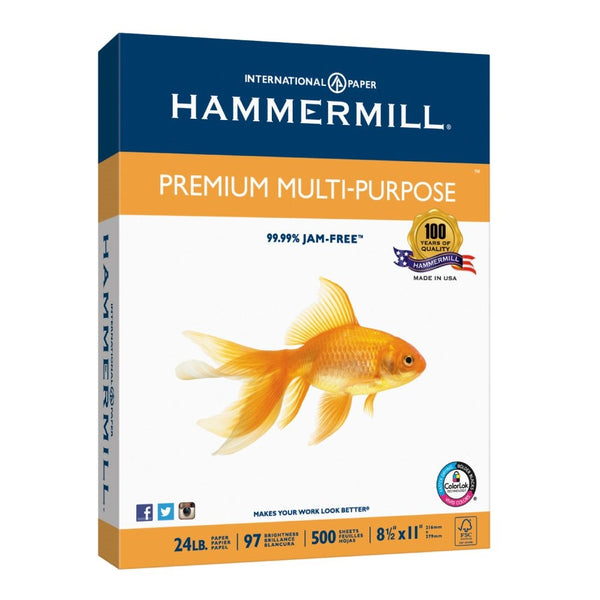 Hammermill Paper, Premium Multi-Purpose Poly Wrap, 24lb, 8.5 x 11, Letter, 97 Bright, 500 Sheets/1 Ream (105810) Made In The USA