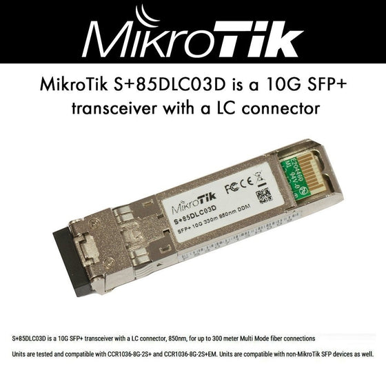 Mikrotik SFP Transceiver 10G 850nm 300m Multi-Mode