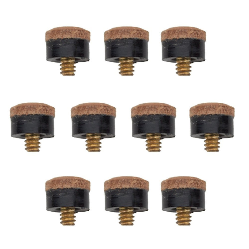 10 12mm Hard Leather Screw-on Pool Cue Tips by Felson Billiard Supplies