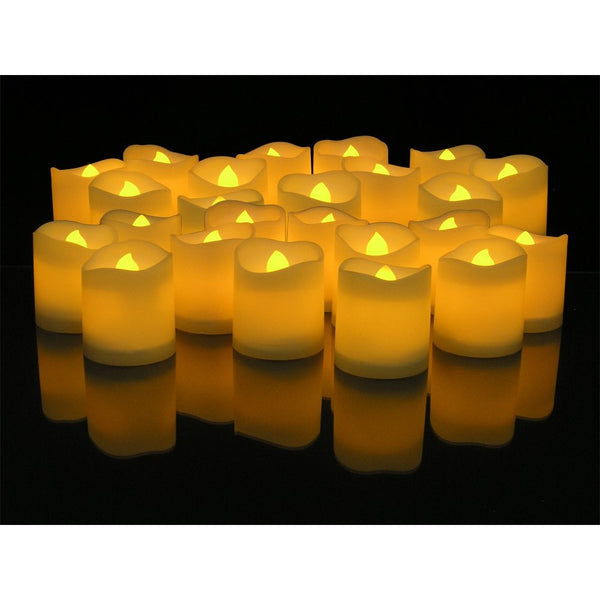 LED Flameless Candles - Set of 24 Flickering Votive Candles - Banberry Designs - LED - Flame Free Votive Candles