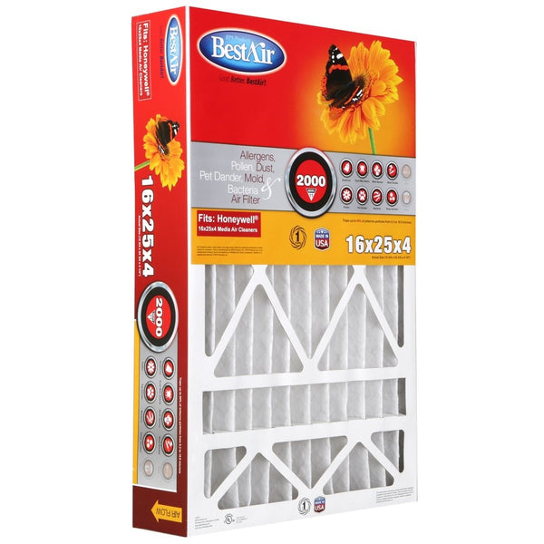 BestAir HW1625-11R Furnace Filter, 16" x 25" x 4", Honeywell Replacement, MERV 11