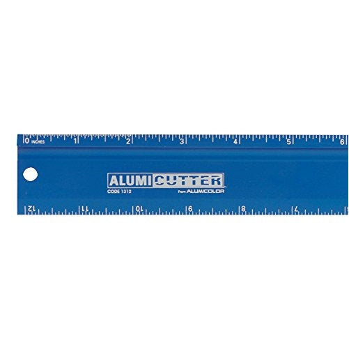 Alumicolor Alumicutter, Safety Ruler and Straight Edge, Aluminum, 12 inches, Blue (1312-5)
