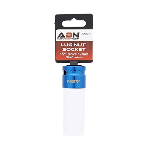 ABN 1/2” Inch Impact Drive 17mm Lug Nut Socket – Non-Marring, Color-Coded, Laser-Etched, Thin-Walled Wheel Rim Protector