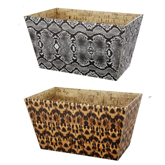 Rectangular Storage Bins with Narrow Bottom, Set of 6, Brown & Gray
