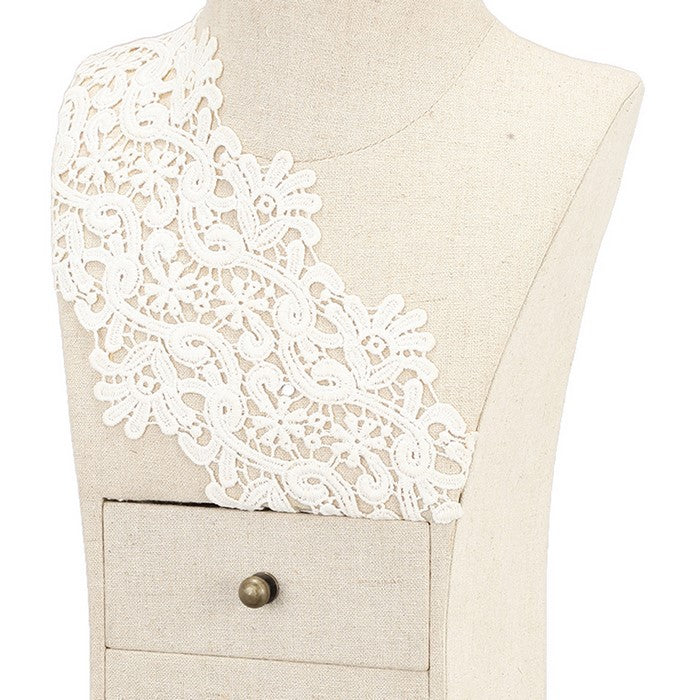 Contemporary Art Style Jewellery Stand with Two Drawers, Beige