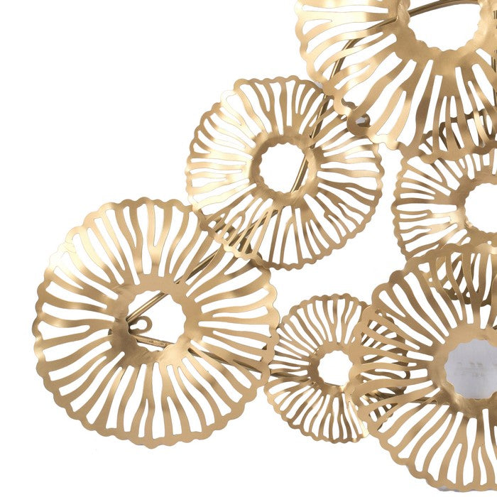 Contemporary Style Metal Wall Art with Coral Pattern Design, Gold