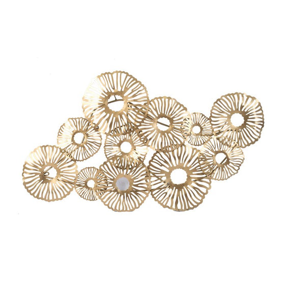 Contemporary Style Metal Wall Art with Coral Pattern Design, Gold