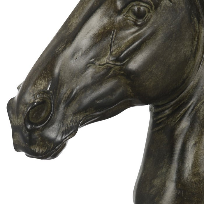 Transitionally Style Polyresin Horse Head Sculpture, Brown