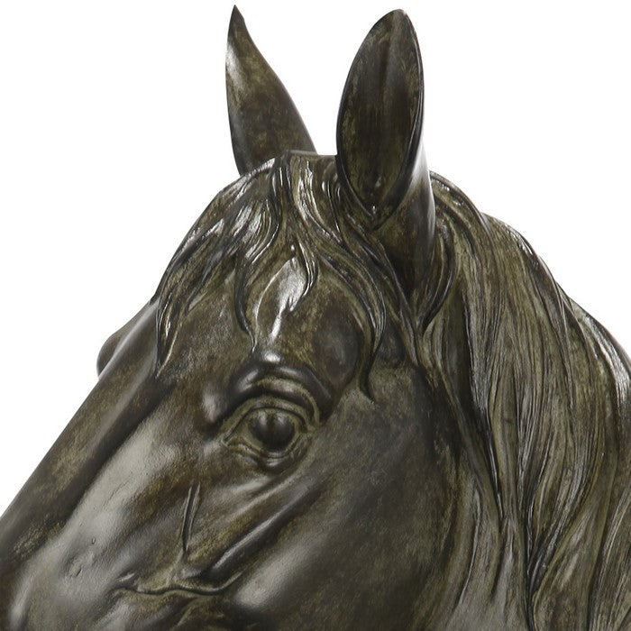 Transitionally Style Polyresin Horse Head Sculpture, Brown