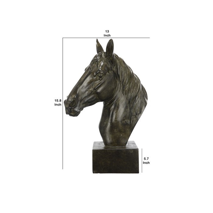Transitionally Style Polyresin Horse Head Sculpture, Brown