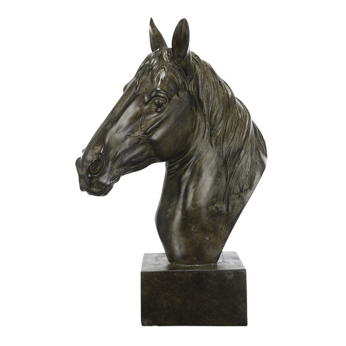 Transitionally Style Polyresin Horse Head Sculpture, Brown