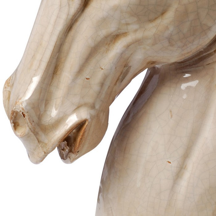 Transitional Style Ceramic Horse Head Decor Piece, Large, Beige