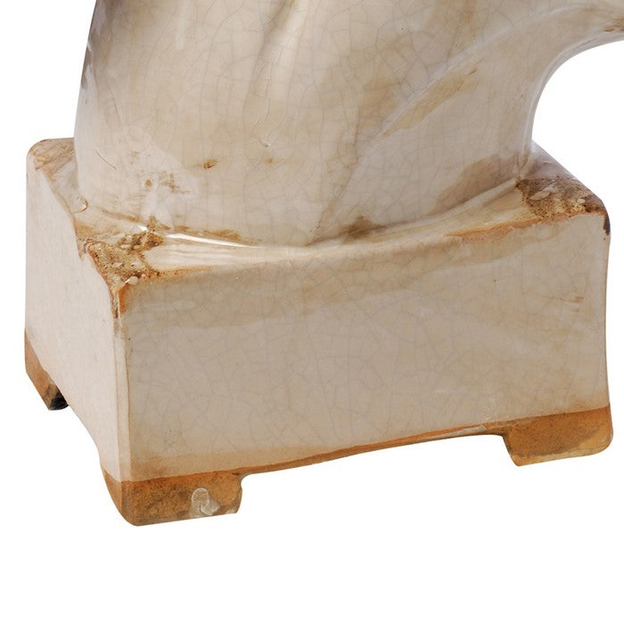 Transitional Style Ceramic Horse Head Decor Piece, Large, Beige