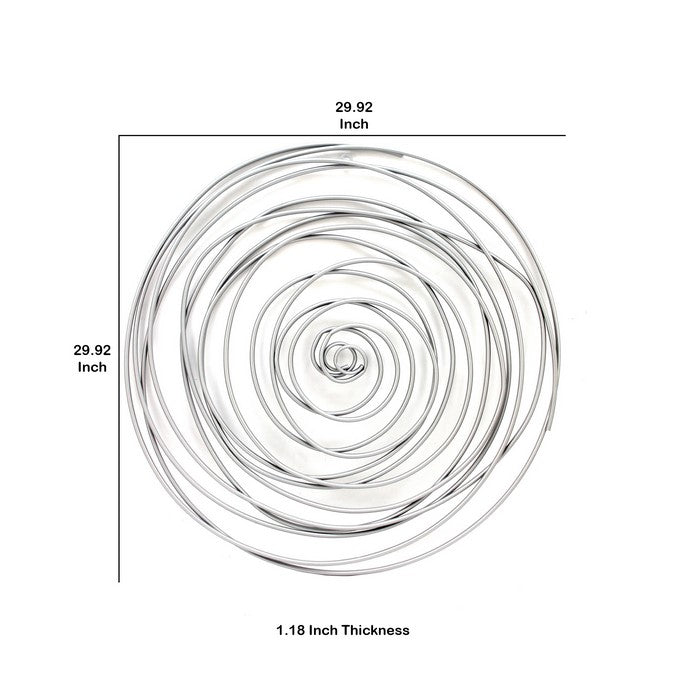 Contemporary Metal Wall Decor with Irregular Spiral Shape, Silver