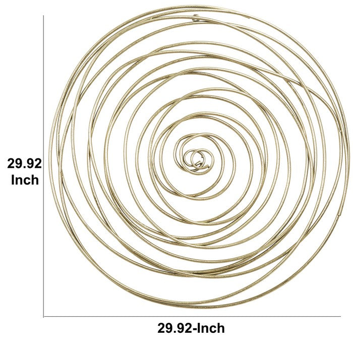 Contemporary Metal Wall Decor with Irregular Spiral Shape, Gold