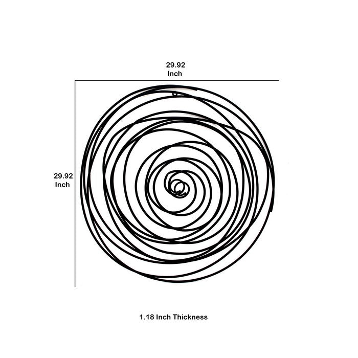 Contemporary Metal Wall Decor with Irregular Spiral Shape, Black